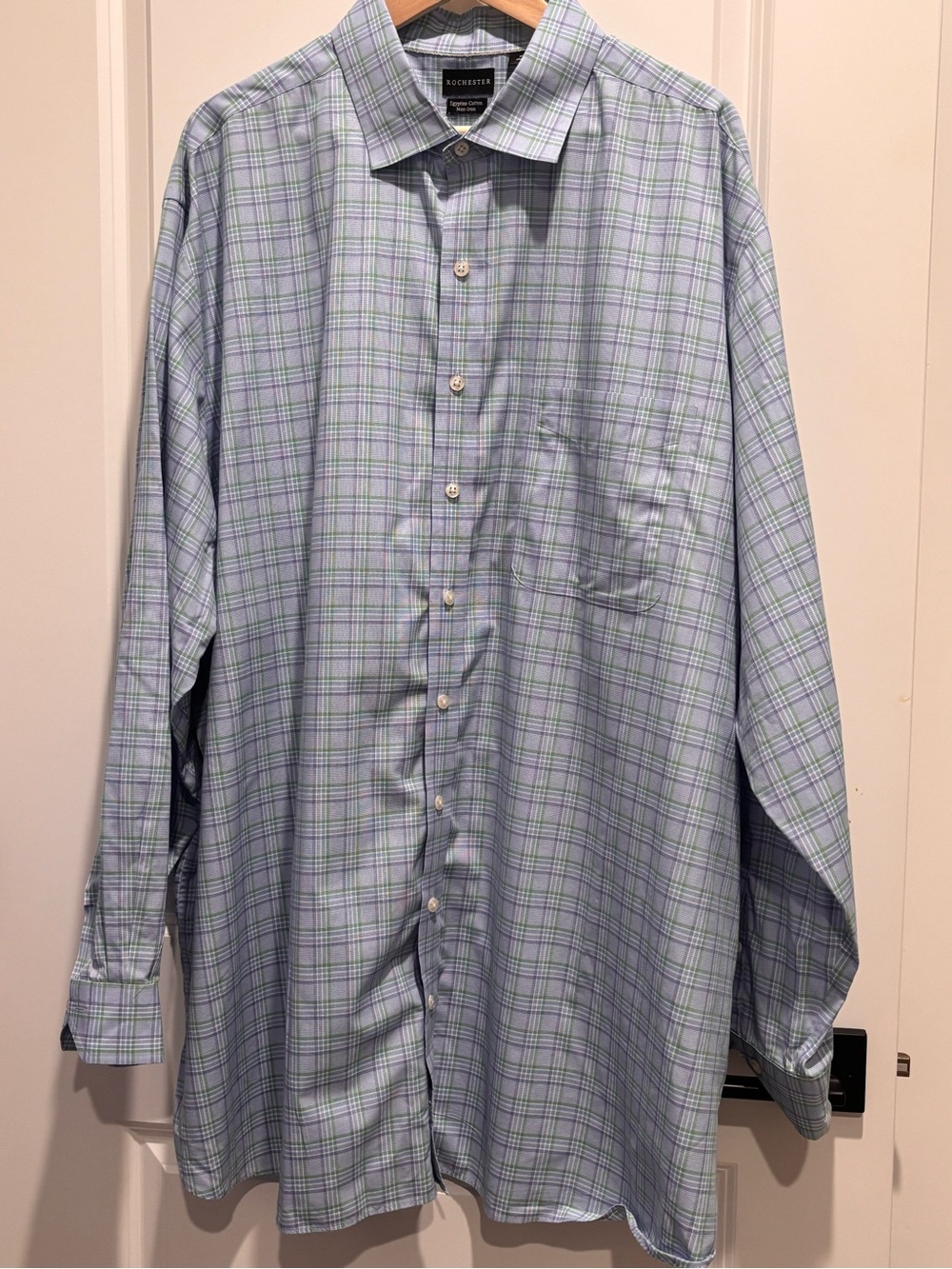 Light Blue Plaid Men's Dress Shirt